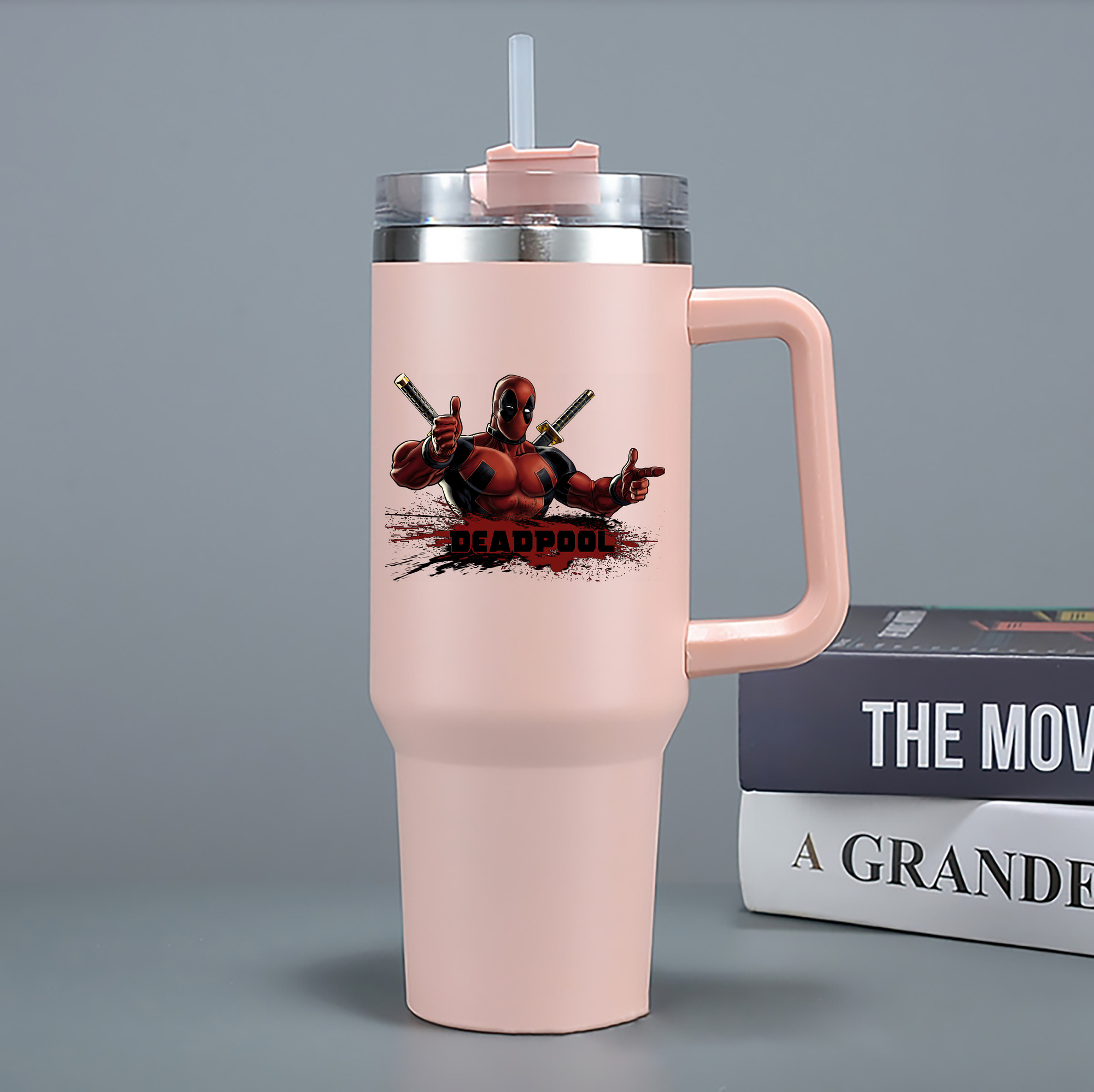 （画像用） Deadpool デッドプール 1200mL車用タンブラー - クリスタルステッカー（プラスチックストロー付き）